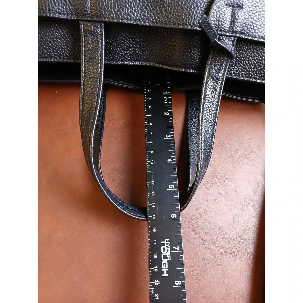 A New Day Black Pebbled Faux Leather‎ Triple Compartment Tote Crossbody Bag